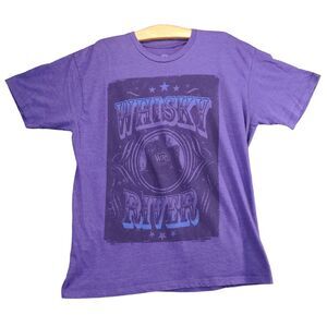Whiskey River T Shirt Womens Size XL Purple Big Guitar Graphic Double Sided